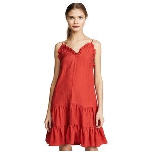 Rebecca Taylor ruffled Sleeveless Silk Slip Dress sz 8 cerise red nwt